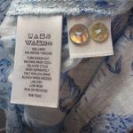 Martha Stewart Womens Linen Blend Shirt Dress Blue White Beach Shells Size Small Photo 13