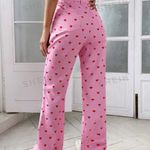 SheIn  Pink Heart Print Women's Pants Photo 1