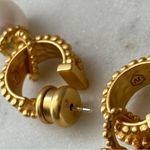 NWOT Gold and White Pearl Hoop Earrings Photo 6