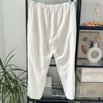 Eileen Fisher Cream White Striped Organic Cotton Lightweight Pull-On Pants Large Photo 2