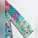 ZARA Satin Blouse - Sz XS - Pastel Patchwork print - Bell Sleeve - Top Photo 5