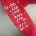 Juicy Couture Red Velour Cropped Pullover Hoodie Bling Crystals Y2K size medium Photo 4