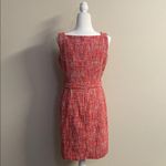 Ann Taylor  Coral Tweed Button-Front Dress with Belt | Size 6 Photo 7