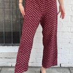 Free People Bohemian Maroon floral print high-waisted wide-leg capri pants sz s Photo 4