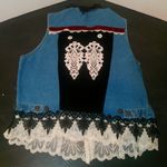 Taylor G. Dallas Texas Blue Denim Vest with Lace & Velvet Size XLarge Photo 9