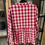 Tuckernuck  Pomander Place Apple Red Gingham Scarlett Button Down blouse top long Photo 3