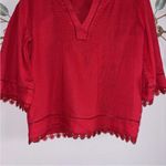 Lauren Ralph Lauren Womens Red Linen V Neck 3/4 Sleeve Blouse Size Small Photo 2