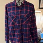 J.Crew Womens 12 Boy Shirt Plaid Long Sleeve Button Down Shirt Blue Red Flannel Photo 0