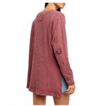 Free People  Fall For You Henley Sweet Cranberry Long Sleeve Oversized Top Sz M Photo 13