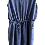 Monteri NWT Short Story Blue Knit Sleeveless Dress Drawstring Waist V Photo 0