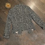 Max Mara  Black Cream Striped Cotton Blazer Size 8 Photo 6