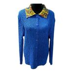 No Brand Reversible colorful Paisley button up shirt, Size M/L Blue Photo 6