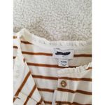 J.Crew Long Sleeve Knit Ruffle Stripe Henley Top Brandy & Cream Size XXS Photo 1