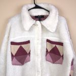 Forever 21 Women’s Faux Fur Knit Diamond Patterned Button-Up Teddy Jacket Photo 1