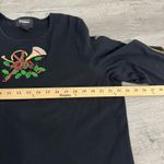 Studio Joy Black Holiday Top 2X Embroidered Horn Holly Bows Christmas Plus Photo 5