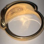 Size 6 Vintage Gold Tone & Shimmer Enamel CZ Rhinestone Dome Fashion Ring Photo 4