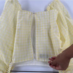 AVAVAV Firenze Sheer Gingham Puff Sleeve Top Feminine Prairie Lightweight Yellow Size L Photo 12