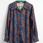 Vintage 70s Shaker Sport Long Sleeve Geometric Print Button Down Shirt Blue Size undefined Photo 0