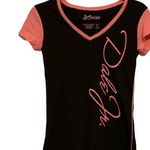 Chase Authentics  Dale Jr Pink & Black V Neck Tee Shirt Photo 0