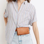 Madewell Chronicle Oversized Shirt in Rainbow Stripe Size Large Blue Purple Photo 0