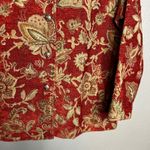 Erin London Floral Tapestry Button‎ Down Jacket Size L Red Gold Foilage Boho Size L Photo 4