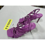 Anne Michelle Womans Strappy Slipon Sandals 8.5 Purple Open Square Toe Stiletto Photo 2