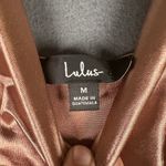 Lulus Dress Womens Medium Satin Surplice Wrap Cocktail Spaghetti Strap Party Gold Photo 4