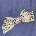 Crystal Rhinestone & Silver Tone Bow Tie Pin/Brooch Photo 1