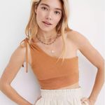 Aerie  Rebel Tie Cropped One Shoulder Ribbed Tank Top Size Medium Photo 3