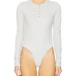 We Wore What NWT Longsleeve Crewneck Henley Bodysuit Buttons XXS Heather Grey Photo 10
