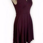 Altar'd State maroon Mini Skater Sleeveless Dress with Scallop V-Neck S Photo 6