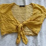 Bershka Yellow Tie Crop Top  Photo 3