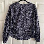 CAbi Women's Te Amo Love Script Spell Out Blouse Navy Top size Small Photo 6