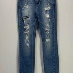 Blue Spice Distressed Mid Rise Tapered Leg Light Wash Jeans Size 3 Photo 0