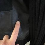 Context Womens Black Leather Wool Knit Cardigan Jacket Sz L Black Y2K Minimalist Size L Photo 3