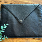 Kms California faux leather cosmetic bag envelope clutch NWOT Black Photo 0