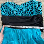 B Darlin B. Darlin Formal Mini Dress Large Back Bow Turquoise Black Juniors Size 5/6 EUC Photo 6