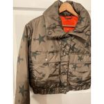 Joujou Cropped Olive Green Stars Orange Lining Puffer Coat Jacket, M Size M Photo 1