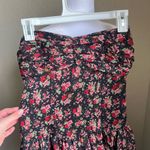 EXPRESS floral red and black strapless fitted ruffle mini dress | XS Photo 4