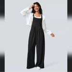 Halara  Black Waffle Knit Overalls Jumpsuit Size L Petite Photo 1