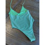 Forever 21  Metallic Halter Neck One Piece Swimsuit Mint Green High Cut Small Photo 5