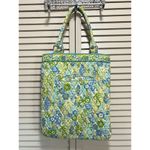 Vera Bradley  Green/Blue/White Floral Shoulder Tote‎ Bag Silver Hardware Pockets Photo 4