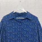 ZARA Blue Leopard Print Oversized Top Size S Photo 3