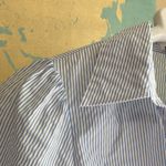 H&M Vintage  stretchy size 4 button down striped dress shirt blouse white blue Photo 5