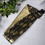 Reversible Metallic Gold and Black Lace Wide Belt New Photo 1
