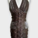 Cache Vintage Y2K Metallic Halter Mini Dress Womens size 6 Bodycon Glam Cocktail Photo 0