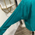 Vintage 1980s Batwing Teal Oversized Blazer Blouse Size S Green Photo 3