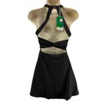 Halara  Black Halter Neck Cutout Back Active Dress Tennis Skirt Mini Size S Photo 2