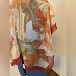 Vintage 1970s Italy Scarf Orang 33 X 34 Orange Photo 7