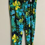 Talbots  Pants Womens Size 1X Blue Green Floral Drawstring Waist Pull On Tropical Photo 1